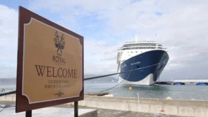 Archival photos of early cruise ships and ports in Jamaica.